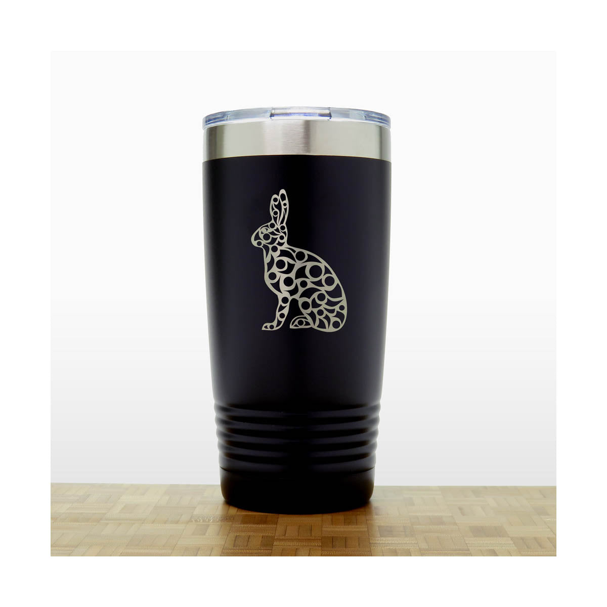 Black - Hare Engraved 20 oz Insulated Tumbler - Copyright Hues in Glass