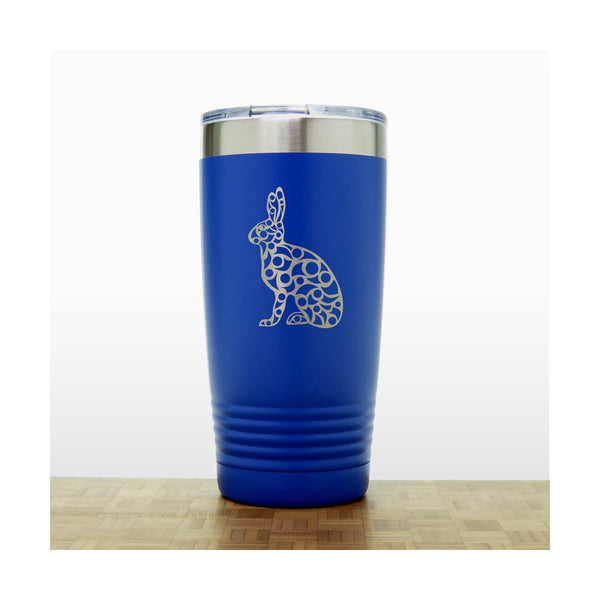 Blue - Hare Engraved 20 oz Insulated Tumbler - Copyright Hues in Glass