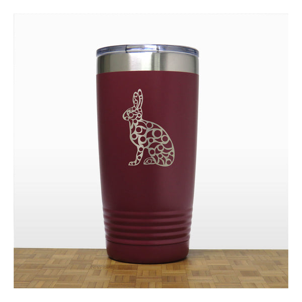 Maroon - Hare Engraved 20 oz Insulated Tumbler - Copyright Hues in Glass