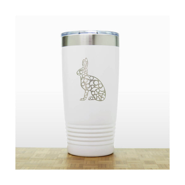 White - Hare Engraved 20 oz Insulated Tumbler - Copyright Hues in Glass