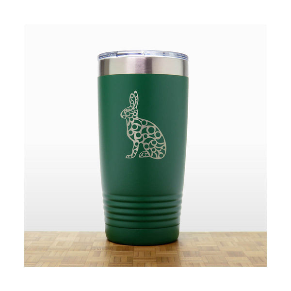 Green - Hare Engraved 20 oz Insulated Tumbler - Copyright Hues in Glass