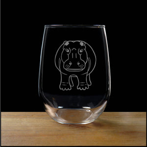 Hippo Stemless Wine Glass - Copyright Hues in Glass
