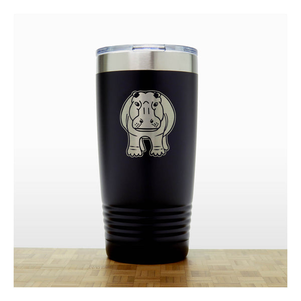 Black - Hippo Engraved 20 oz Insulated Tumbler - Design 2 - Copyright Hues in Glass