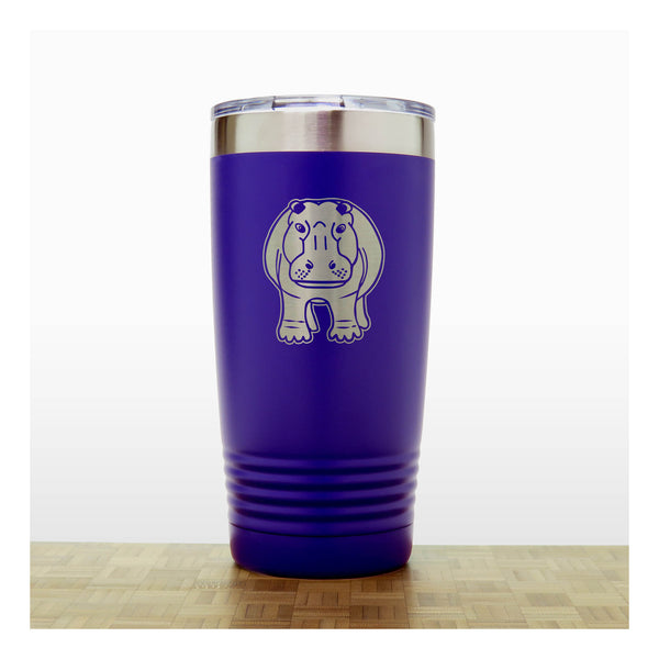 Purple - Hippo Engraved 20 oz Insulated Tumbler - Design 2 - Copyright Hues in Glass