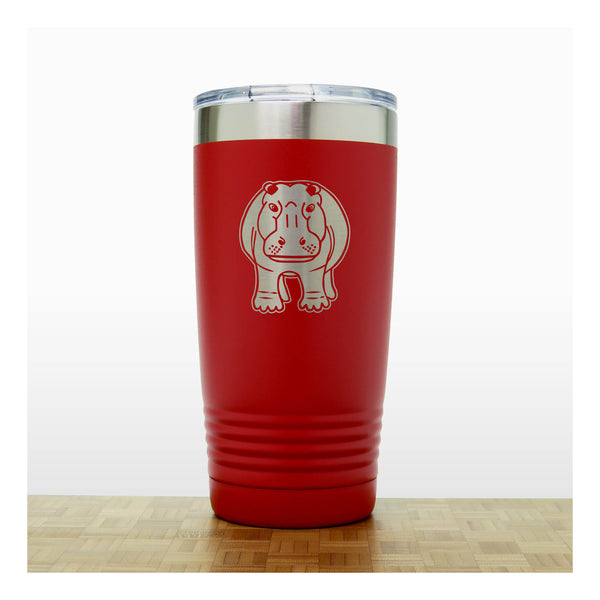 Red - Hippo Engraved 20 oz Insulated Tumbler - Design 2 - Copyright Hues in Glass