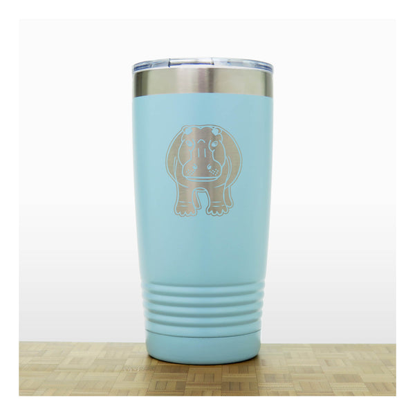 Teal - Hippo Engraved 20 oz Insulated Tumbler - Design 2 - Copyright Hues in Glass