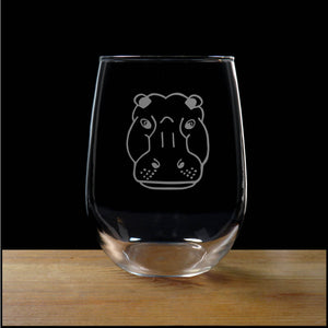Hippo Head Stemless Wine Glass - Copyright Hues in Glass