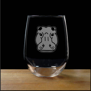 Hippo Head Stemless Wine Glass - Copyright Hues in Glass