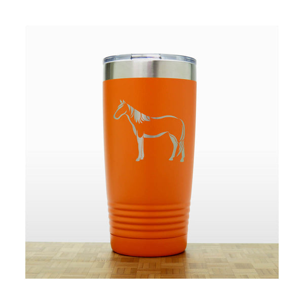 Orange  - Standing Horse Engraved 20 oz Insulated Tumbler - Copyright Hues in Glass