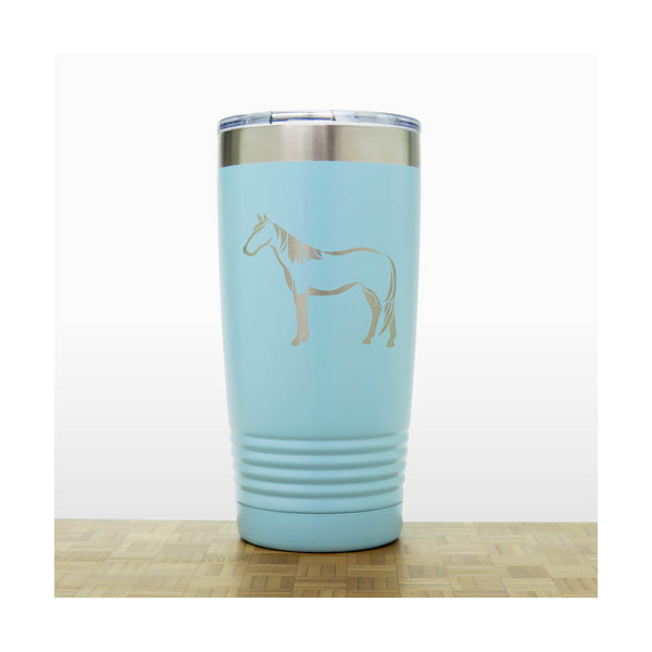 Teal - Standing Horse Engraved 20 oz Insulated Tumbler - Copyright Hues in Glass