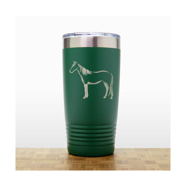 Green - Standing Horse Engraved 20 oz Insulated Tumbler - Copyright Hues in Glass