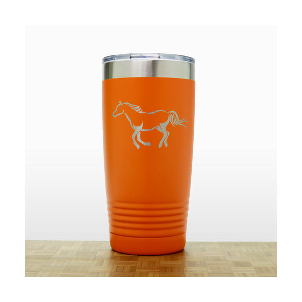 Orange - Galloping Horse Engraved 20 oz Insulated Tumbler - Design 2 - Copyright Hues in Glass