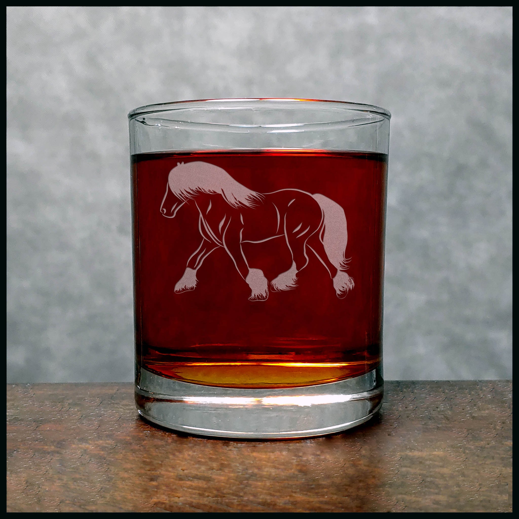 Draft Horse Whisky Glass - Copyright Hues in Glass