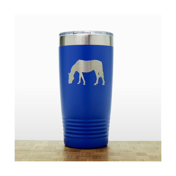 Blue - Grazing Horse Engraved 20 oz Insulated Tumbler - Copyright Hues in Glass