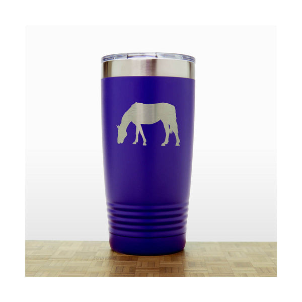 Purple - Grazing Horse Engraved 20 oz Insulated Tumbler - Copyright Hues in Glass