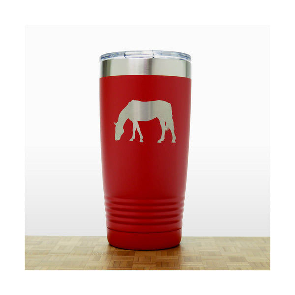 Red - Grazing Horse Engraved 20 oz Insulated Tumbler - Copyright Hues in Glass