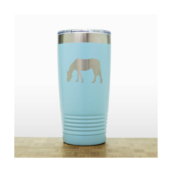 Teal - Grazing Horse Engraved 20 oz Insulated Tumbler - Copyright Hues in Glass