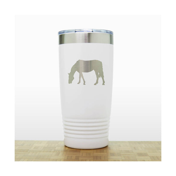 White - Grazing Horse Engraved 20 oz Insulated Tumbler - Copyright Hues in Glass