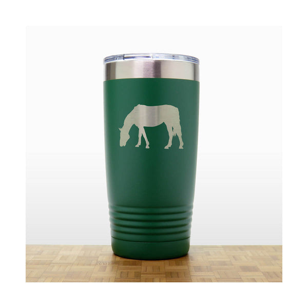 Green - Grazing Horse Engraved 20 oz Insulated Tumbler - Copyright Hues in Glass