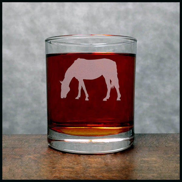 Grazing Horse Whisky Glass - Copyright Hues in Glass