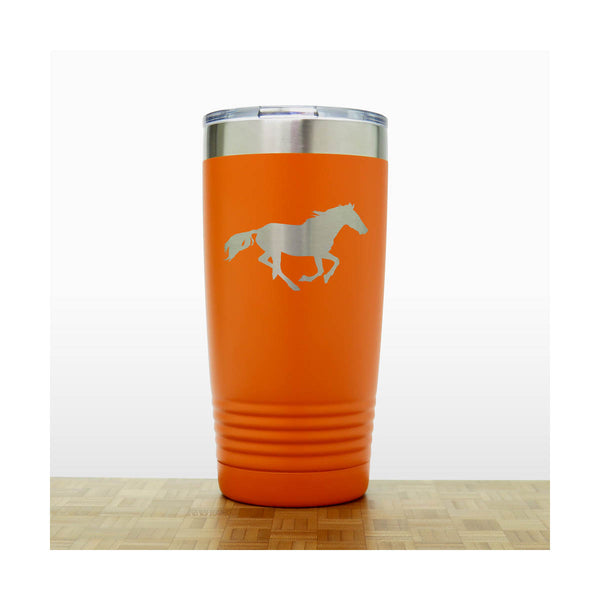 Orange - Running Horse Engraved 20 oz Insulated Tumbler - Copyright Hues in Glass
