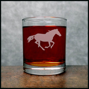 Running Horse Whisky Glass - Copyright Hues in Glass