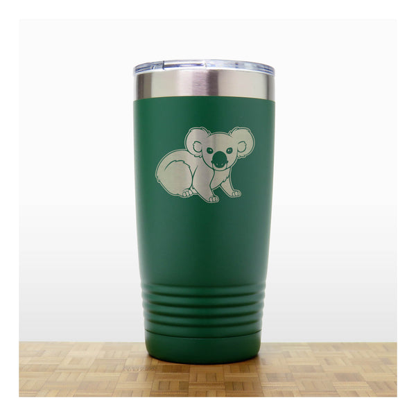 Green - Koala Engraved 20 oz Insulated Tumbler - Copyright Hues in Glass