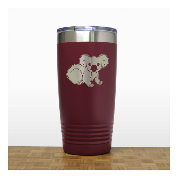 Maroon - Koala Engraved 20 oz Insulated Tumbler - Copyright Hues in Glass