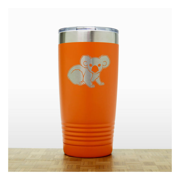 Orange - Koala Engraved 20 oz Insulated Tumbler - Copyright Hues in Glass