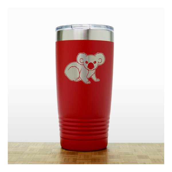 Red - Koala Engraved 20 oz Insulated Tumbler - Copyright Hues in Glass