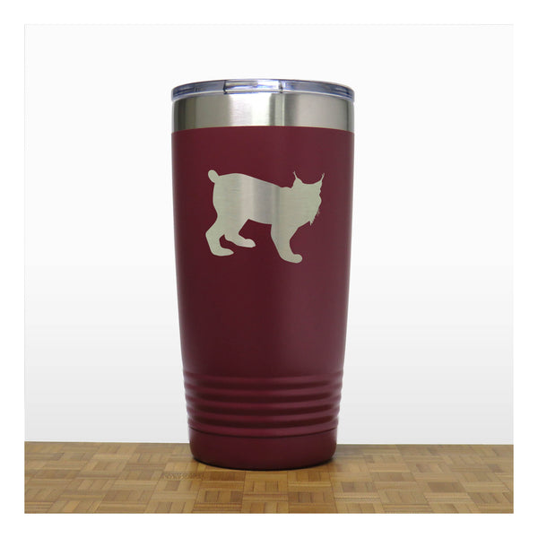 Maroon - Lynx Engraved 20 oz Insulated Tumbler - Copyright Hues in Glass