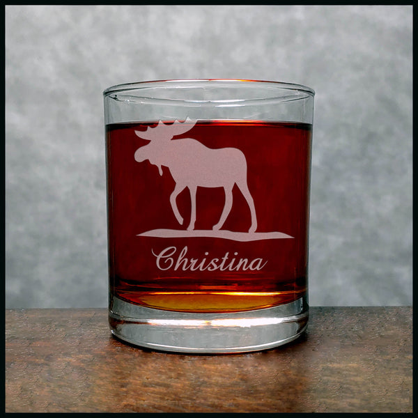 Personalized Moose Personalized Whisky Glass - Copyright Hues in Glass