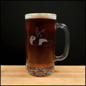 Panda Beer Mug with Dark Beer - Design 4 - Copyright Hues in Glass