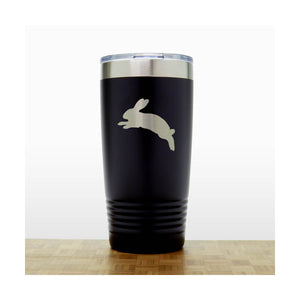 Black - Jumping Rabbit Engraved 20 oz Insulated Tumbler - Copyright Hues in Glass