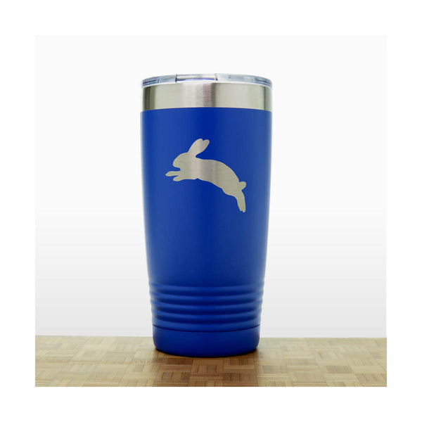 Blue - Jumping Rabbit Engraved 20 oz Insulated Tumbler - Copyright Hues in Glass