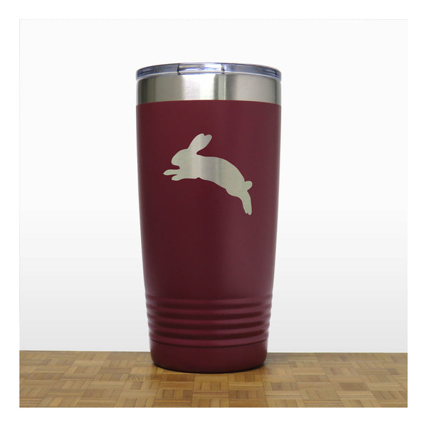Maroon - Jumping Rabbit Engraved 20 oz Insulated Tumbler - Copyright Hues in Glass