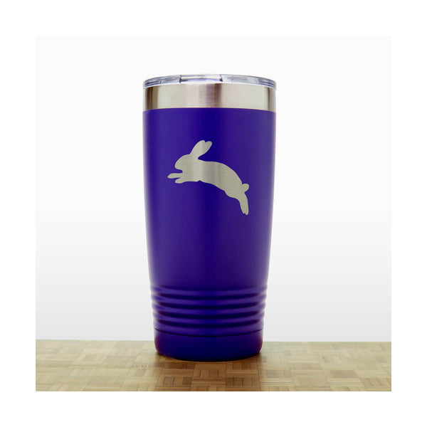 Purple  - Jumping Rabbit Engraved 20 oz Insulated Tumbler - Copyright Hues in Glass