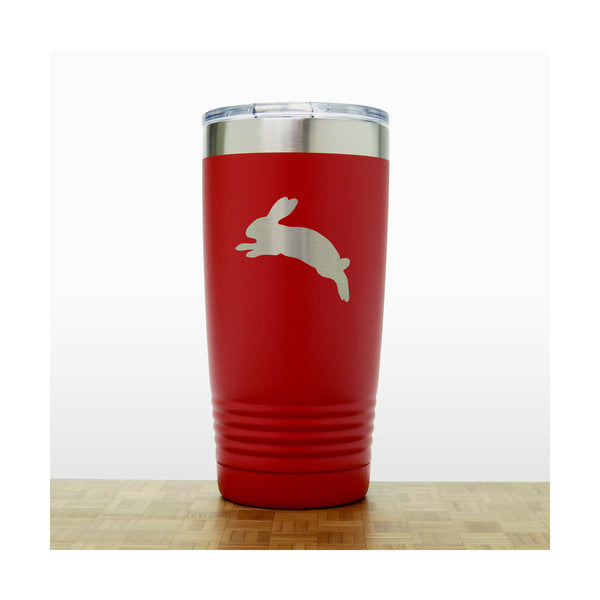 Red - Jumping Rabbit Engraved 20 oz Insulated Tumbler - Copyright Hues in Glass