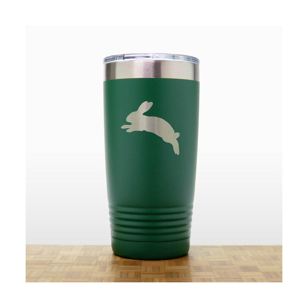 Green - Jumping Rabbit Engraved 20 oz Insulated Tumbler - Copyright Hues in Glass