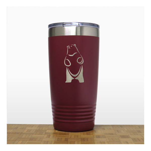 Maroon - Bear_Stand_4 - 20 oz Insulated Tumbler - Copyright Hues in Glass
