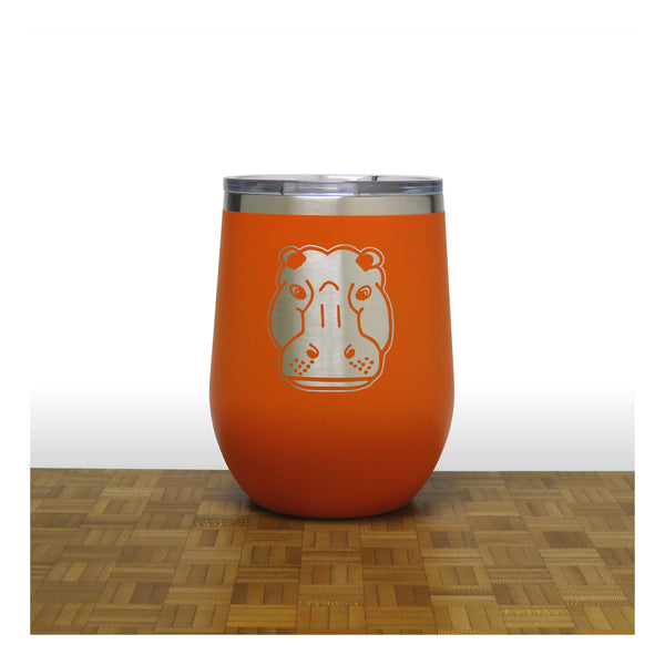Orange - Hippo Head 12 oz Insulated Wine Tumbler - Copyright Hues in Glass