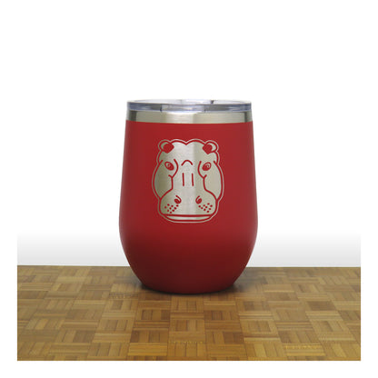 Red - Hippo Head 12 oz Insulated Wine Tumbler - Copyright Hues in Glass