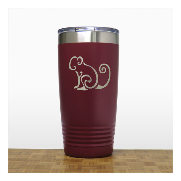 Maroon - Monkey 20 oz Insulated Tumbler - Copyright Hues in Glass