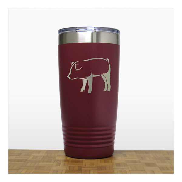 Maroon - Pig 2 20 oz Insulated Tumbler - Copyright Hues in Glass