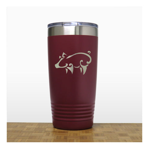 Maroon - Pig 3 20 oz Insulated Tumbler - Copyright Hues in Glass