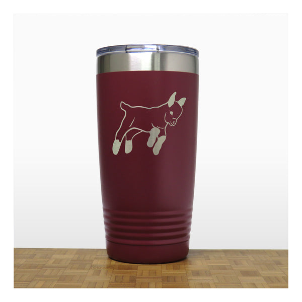 Maroon - Pygmy Goat 2 20 oz Insulated Tumbler - Copyright Hues in Glass