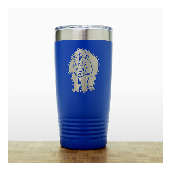 Blue - Rhinoceros 20 oz Insulated Tumbler - Copyright Hues in Glass