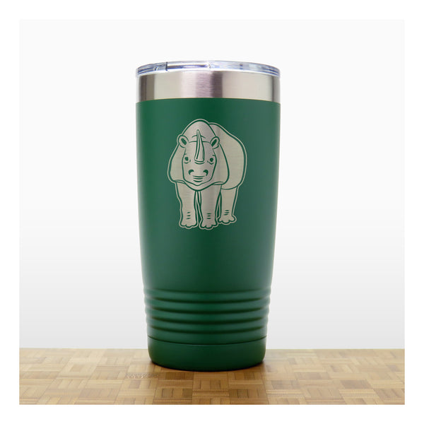 Green - Rhinoceros 20 oz Insulated Tumbler - Copyright Hues in Glass
