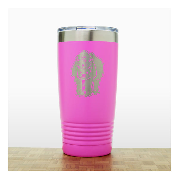 Pink - Rhinoceros 20 oz Insulated Tumbler - Copyright Hues in Glass