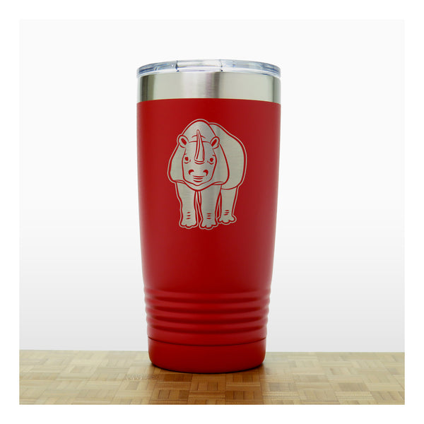 Red - Rhinoceros 20 oz Insulated Tumbler - Copyright Hues in Glass